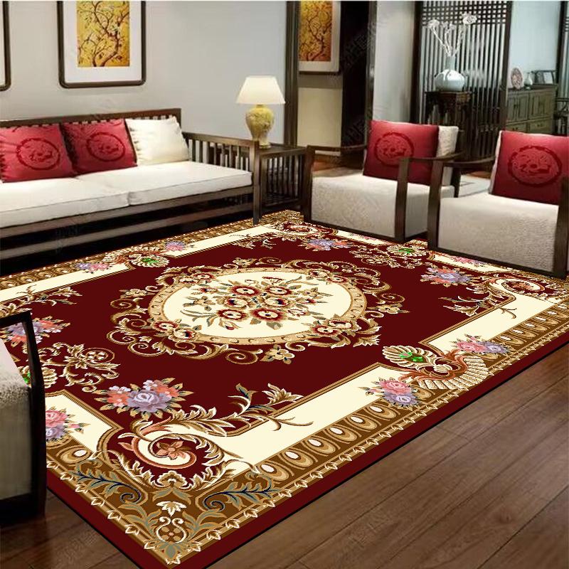 European Red Luxury Carpet Large Living Room Decoration Home Rugs Soft Comfortable Lounge Rug Anti Slip Washable Bedroom Mat