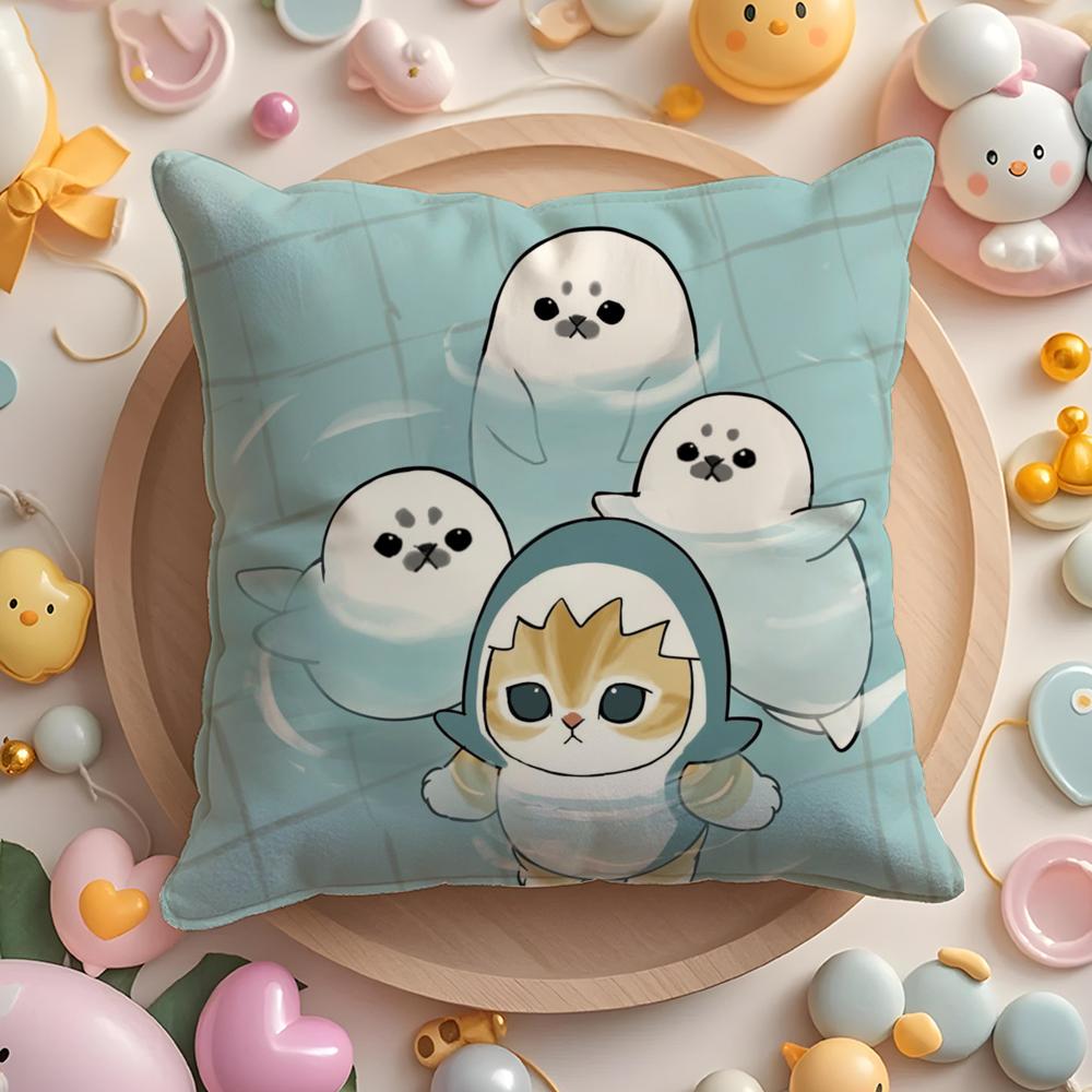 Luxury Cute Mofusand Cat Pillow Case Soft Plush Fabric Double-Sided Printed Cushion Cover Warm Winter Sofa Pillow Case