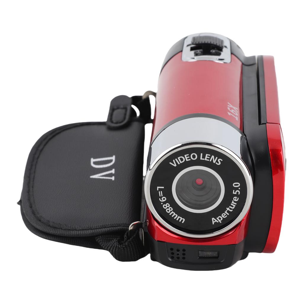 Video Camera with 2.4 Inch Color Screen Fill Light 16MP 1080P 16X Digital Zoom Anti Shake Loop Video Recording
