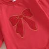 Baby Girl Fall Sweatshirt Romper Bow Embroidery Long Sleeve Crew Neck Bubble Jumpsuit 