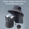 Sunshade Hat Big Eave Hat Mask Fishing Hat Outdoor Work Climbing Hiking Caps Sun Protection Detachable Sun Hat Sports Caps