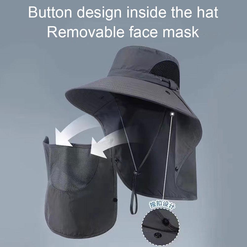 Sunshade Hat Big Eave Hat Mask Fishing Hat Outdoor Work Climbing Hiking Caps Sun Protection Detachable Sun Hat Sports Caps