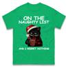 Funny Cat On The Naughty List And I Regret Nothing Christmas T Shirt Xmas Tee