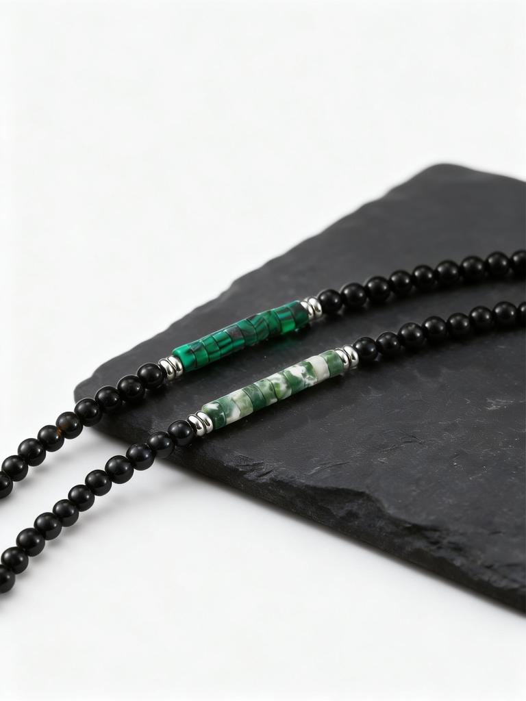 Minimalist 4mm Beaded Bracelet for Men Boys,Black Onyx Small Natural Stone Bracelet,Summer Bohemian Jewelry Gift