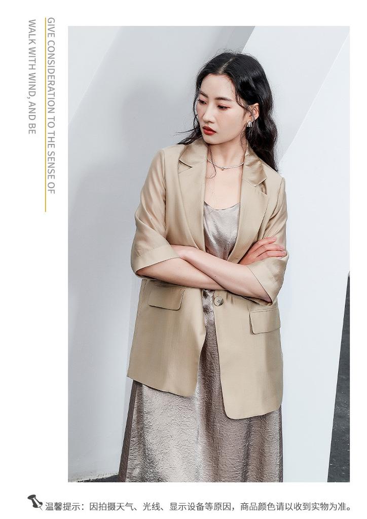 Five Sleeve Loose Thin Suit Jacket for Women's Summer Temperament Versatile Suit Top