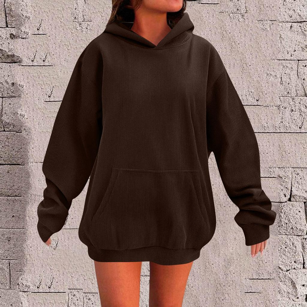 Damen Oversized Sweatshirts Fleece Hoodies Langarm Pullover Outfits Mit Tasche
