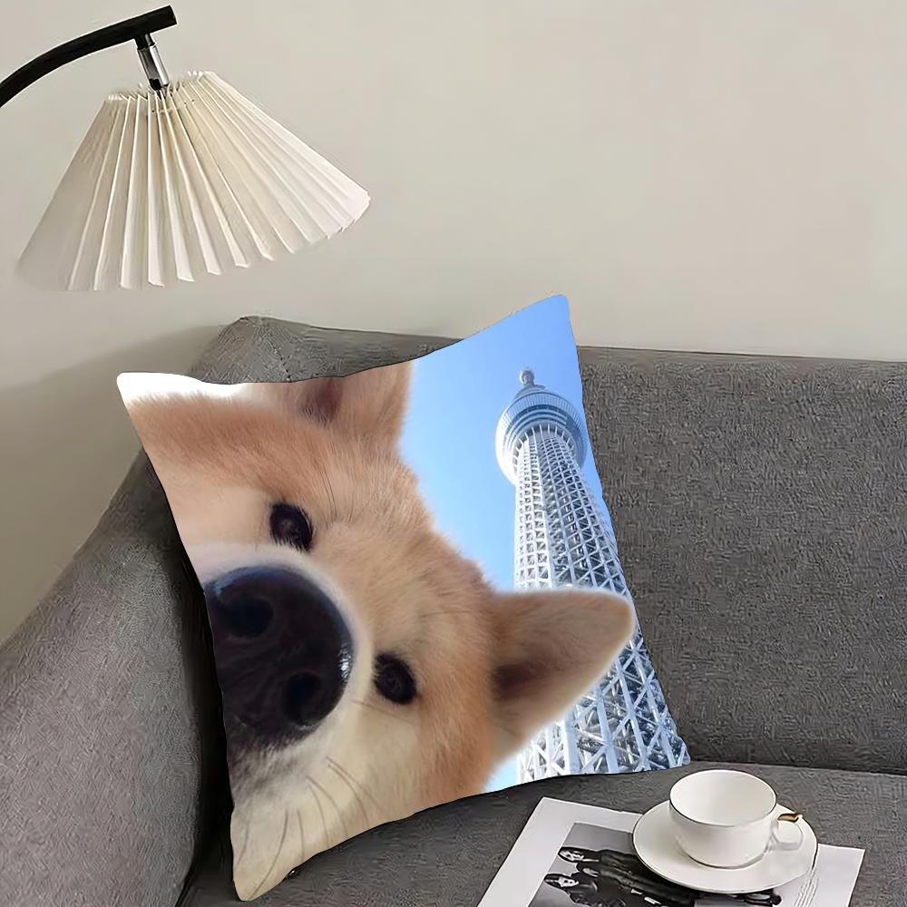Cute Shiba Inu Cushion Cover Reversible Plush Pillow Cover – For car, sofa, bedroom, perfect as a gift.