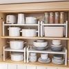 Space-Saving Adjustable Kitchen Rack! Multifunctional Shelf for Countertop, Cabinet & Sink. Easy Install, Black & White.