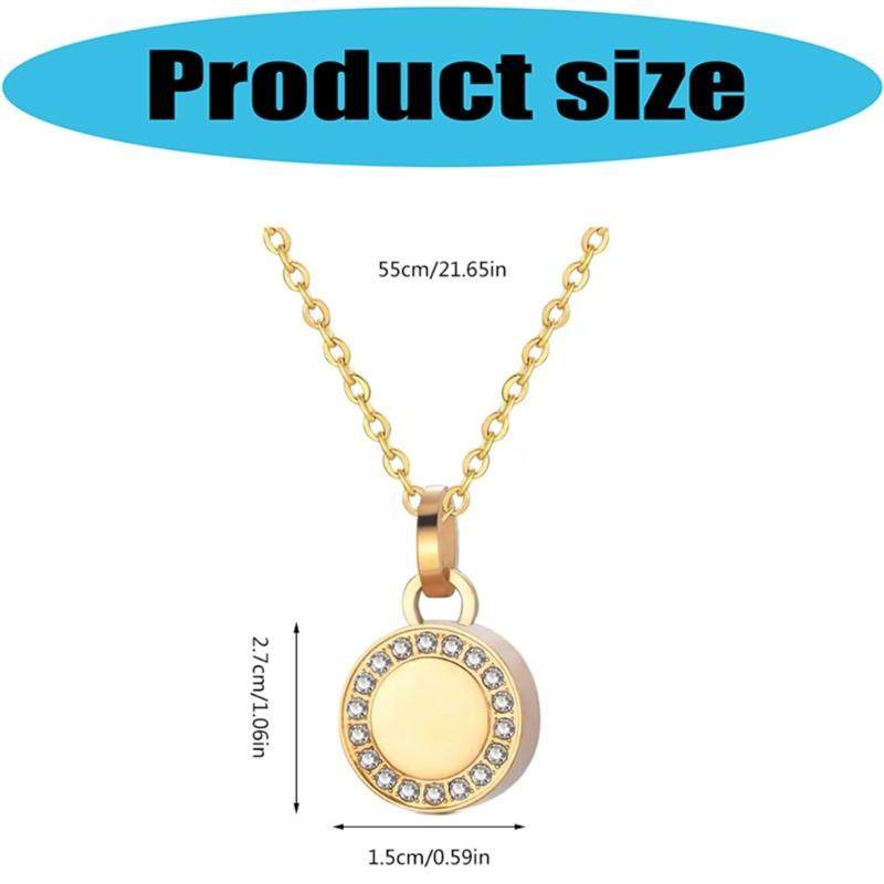 Steel Cremation Jewelry Round Accent Openable Urn For Pet Ashes Necklace