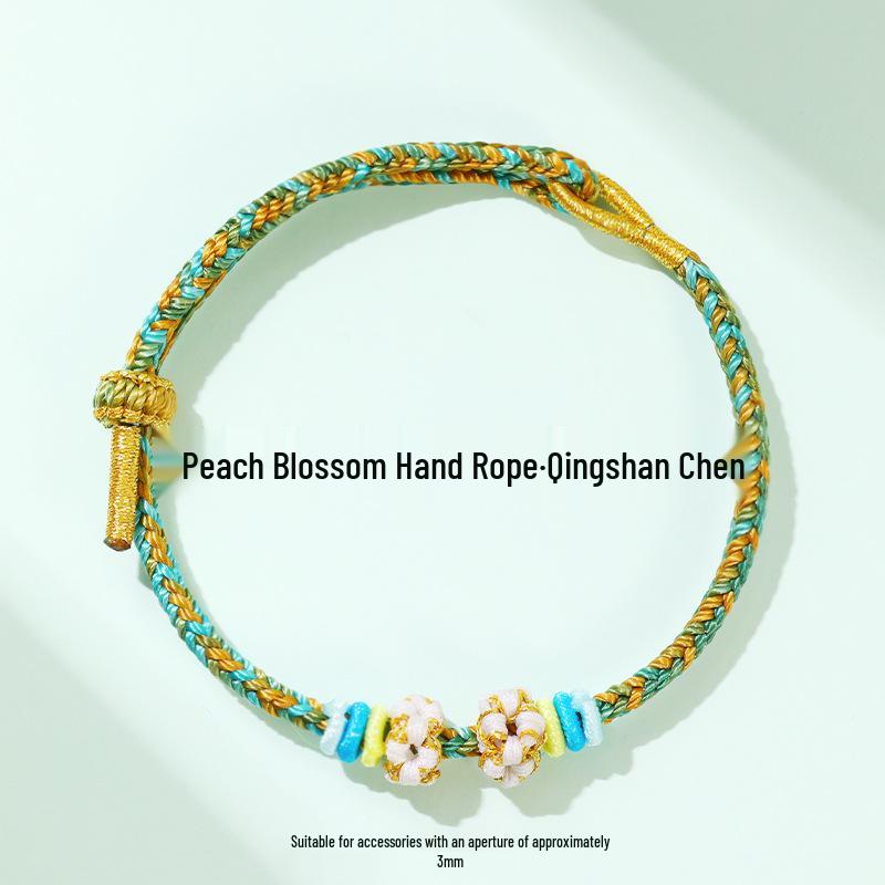 Dragon Boat Festival Peach Blossom Knot Bracelet - Five-Color DIY Beaded Rope for Couples