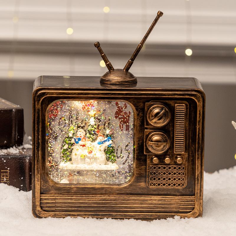 Christmas Decorations Antique TV Decoration Music Box Luminous Crystal Ball Christmas Gift