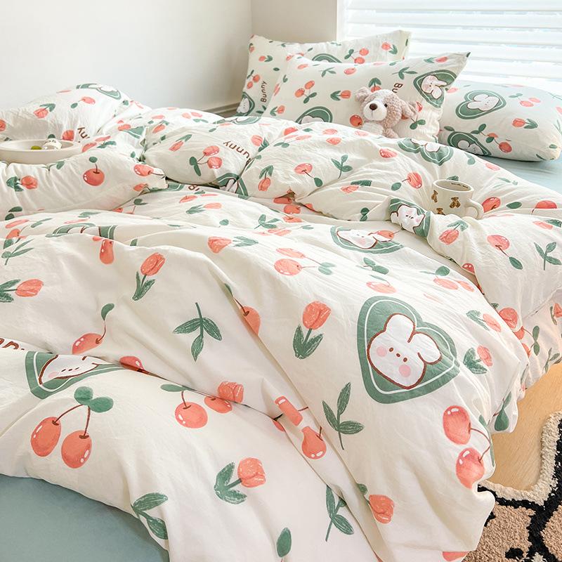 

Постельное белье из супермягкого стираного хлопка класса А для матерей и младенцев, комплект из 4 предметов, наволочка, пододеяльник, односпальный для студенческого общежития 150x200cm single quilt