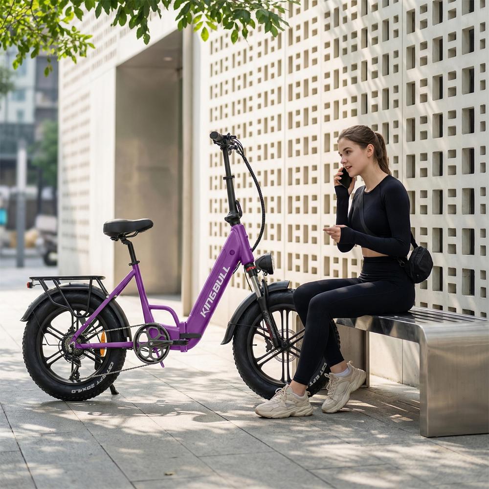 Electric Bicycle Foldable Kingbll Literide 500W Motor 20" Fat Tire City Electric Bike 48V 13.5Ah LCD Display 7 Speed Dual Disc Brakes Max Load 150Kg
