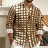 Best-Selling Men's 3D Printed Plaid Long-Sleeved Shirt, Fashionable Men's Shirt, Outdoor Casual Street Style Shirt