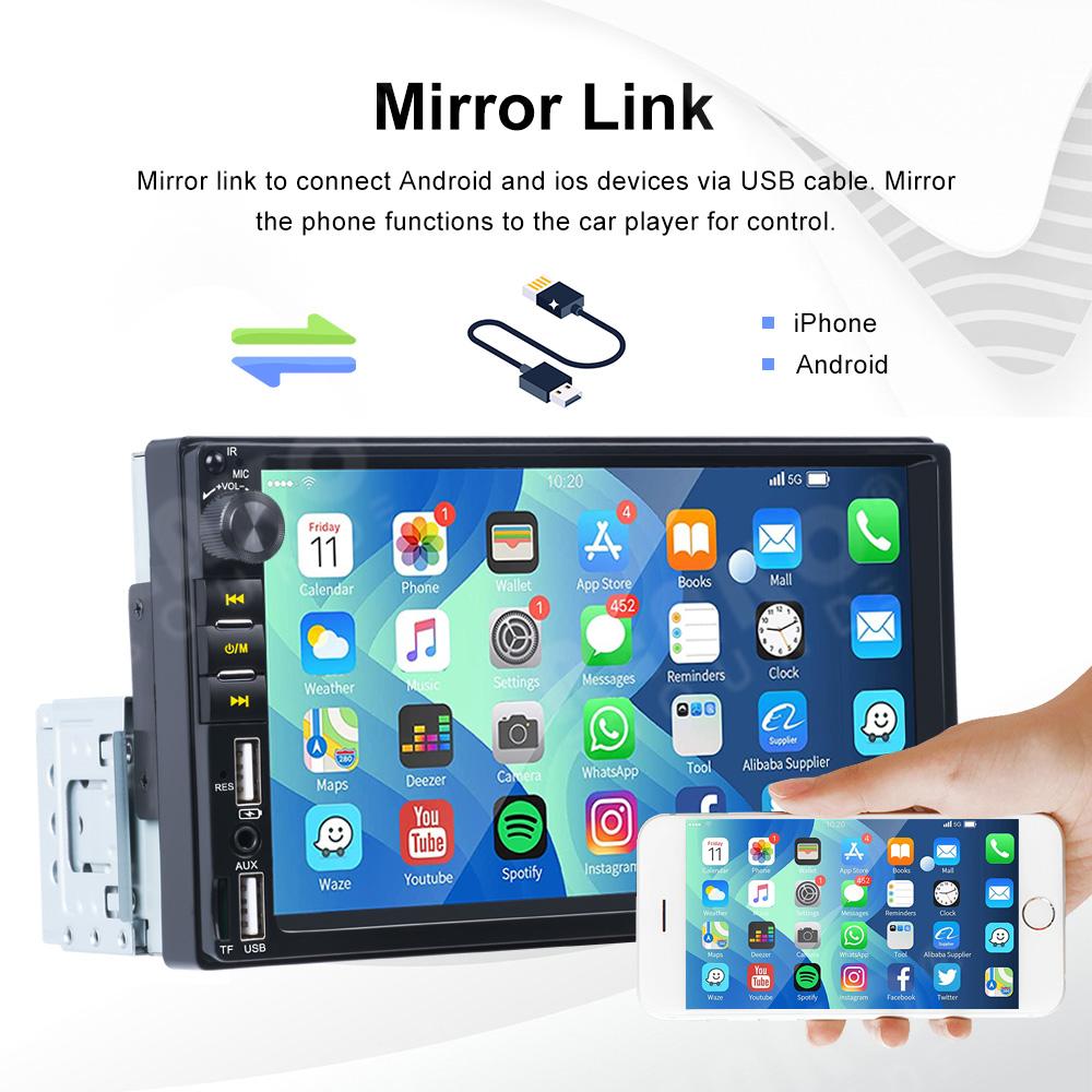 Reakosound 1 Din Car Radio 7" Universal Carplay Multimedia Player Android Auto Audio Car Stereo MP5 Bluetooth USB TF FM Camera