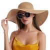Elegant Wide Brim Sun Hat for Women French Style Straw Hat with Bow Summer Fashion Travel Beach Vacation Foldable Parasol