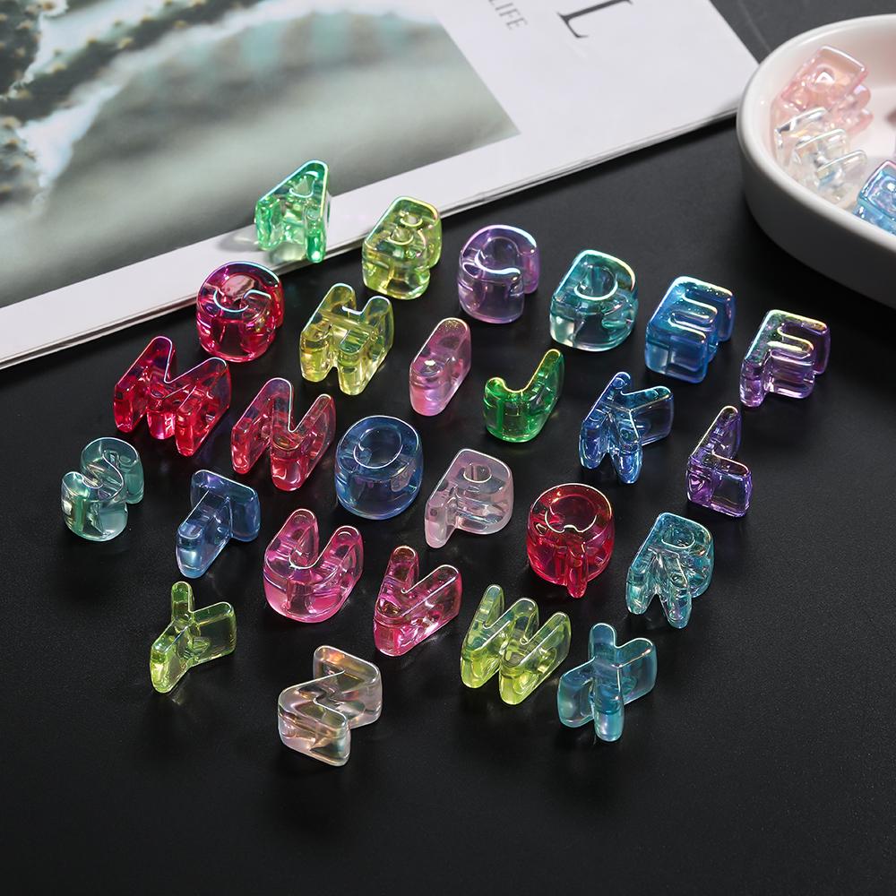 5pcs Transparent Acrylic Letter Beads Random Mixed A-Z Alphabet Spacer Beads for DIY Bracelet Necklace Jewelry Making Findings
