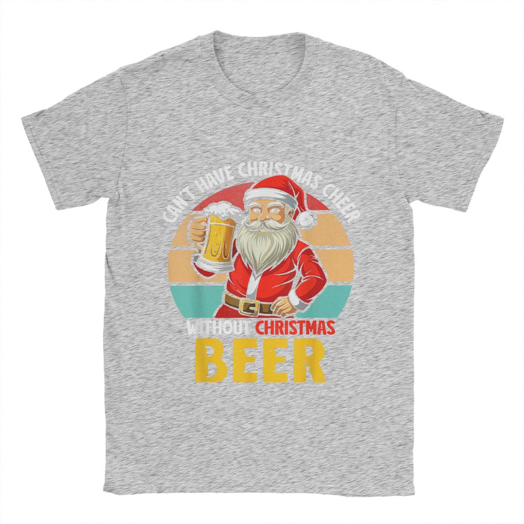 Men Christmas and beer T Shirt  100% Cotton Tops Creative Short Sleeve Crew Neck Tee Shirt Graphic Printed T-Shirts