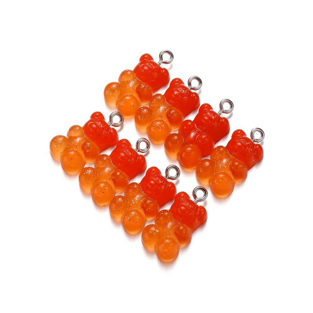 10pcs Colorful Transparent Resin Gummy Bear Charms Pendant Cute Animal Pendant For DIY Necklace Bracelet Jewelry Keychain Making