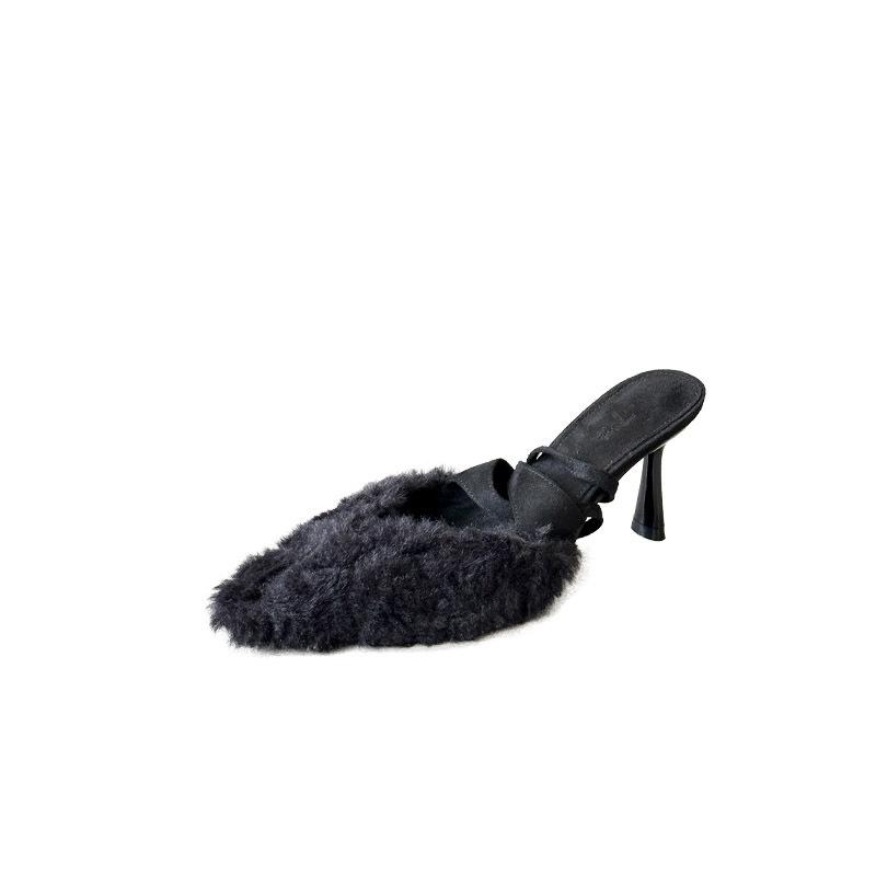 2025 autumn and winter new pointed head thin heel temperament thin French fashion sexy beauty bag head high heel Mao Mao shoes