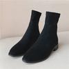 High Quality Ladies Sheep Suede Ankle Boots Chunky Low Heel Round toe Boots Fashion Women Slip-on Winter Boots Shoes 34-43