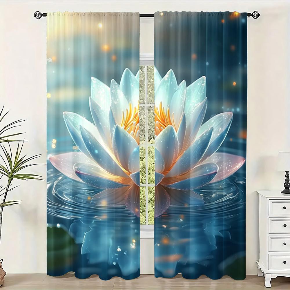 

2 шт., Шторы Лотос Универсальная ткань, Без электричества Настенный декор Подходит для С кулисками, полупрозрачный полиэстер 29x65in(75x166cm)