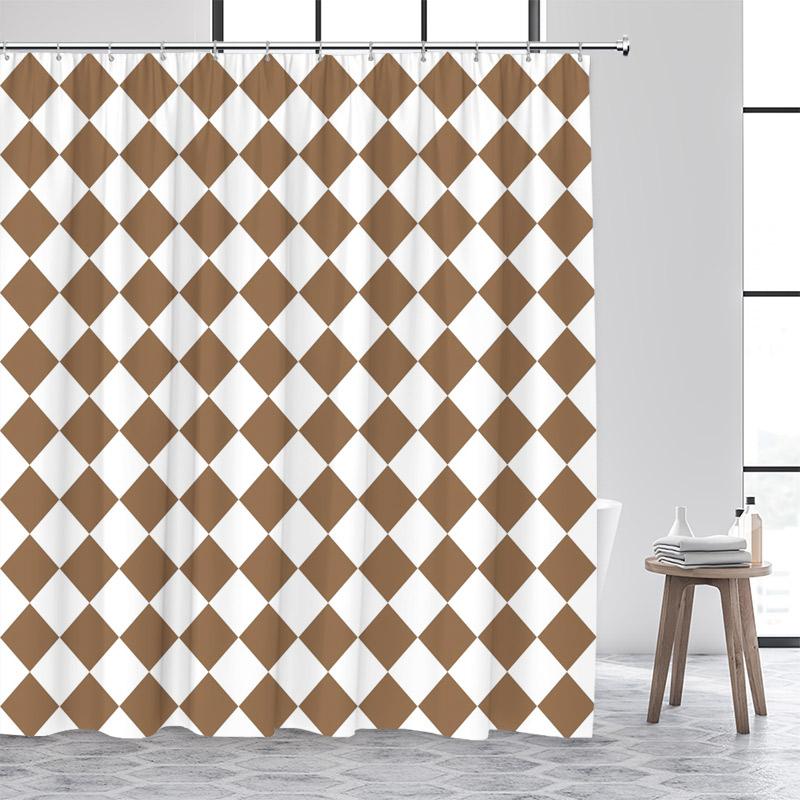 Black and White Diamond Lattice Shower Curtain Modern Geometric Art Minimalist Home Bathroom Decorative Bath Curtains With Hooks