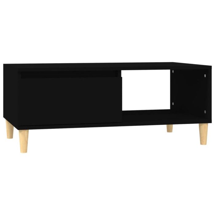 821045 vidaXL Table basse Noir 90x50x36,5 cm Bois d'ingénierie