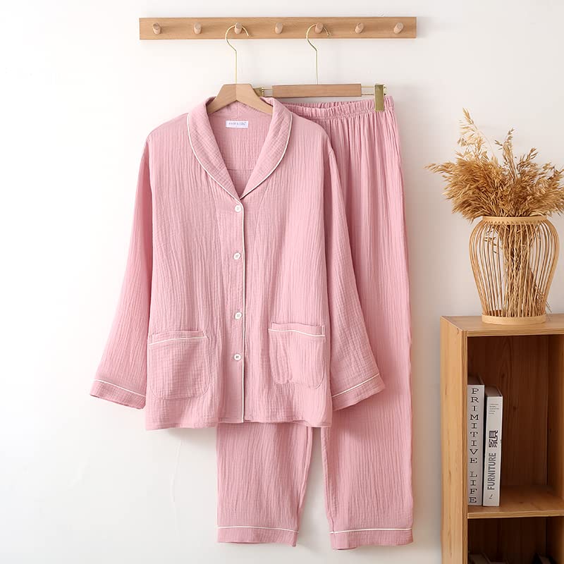 Yume Gauze Star Marshmallow Comfortable Perfect Gift for Day or Day Cherry Blossom Pajamas, Double-Layered Pajamas, 100% Cotton, Pattern, Cotton,