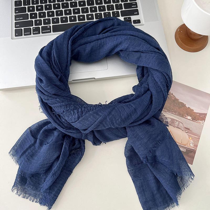 Autumn and winter scarf women's new versatile long solid color high-end scarf warm scarf shawl silk scarf