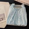 2026 Women's Summer Nightgown: Built-in Bra, Cloud Cotton, Butterfly Flower, Spaghetti Strap, Sexy Home Wear Set