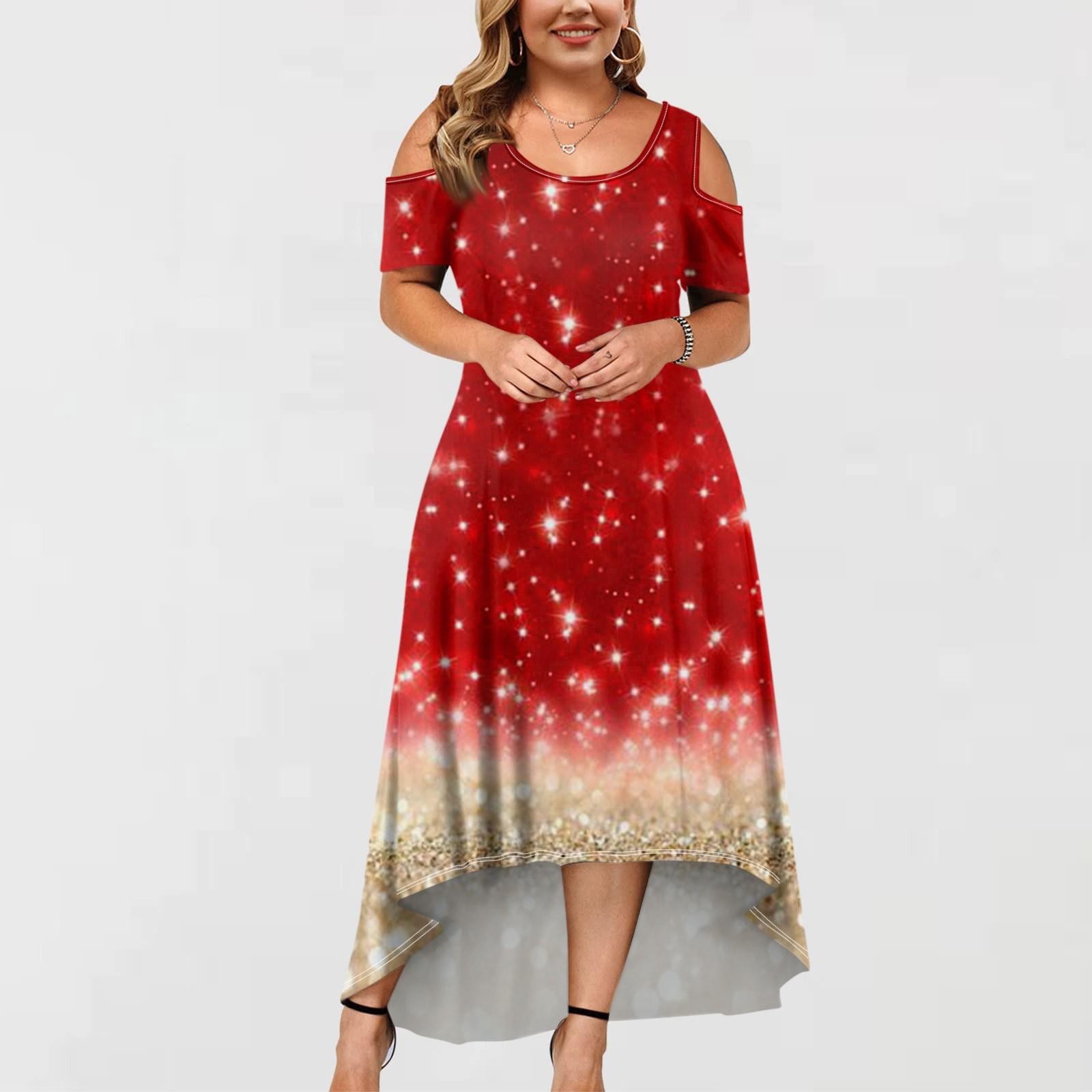 

Женское повседневное модное платье с принтом, пуловер с круглым вырезом и коротким рукавом, платья XXXL красный