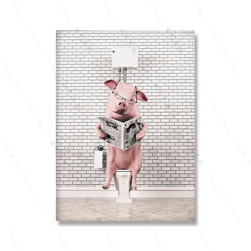 Tier Retro Bad Toilette Wand Kunst Leinwand Malerei Lustige Panda Dinosaurier Flamingo Badewanne Poster Druck Kinderzimmer Wohnkultur