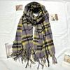 Autumn and Winter New Milk Huhu Imitation Cashmere Scarf Women's Plaid Simple Cute Tassel Warm Scarf Men's Shawl