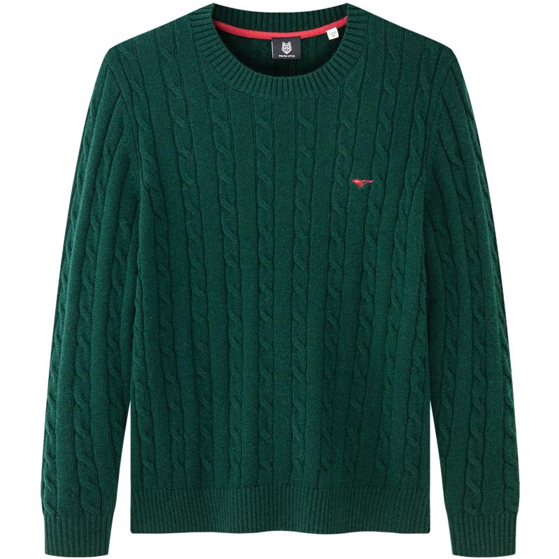 

Мужской толстый свитер из чистой шерсти с кабельным узором XL