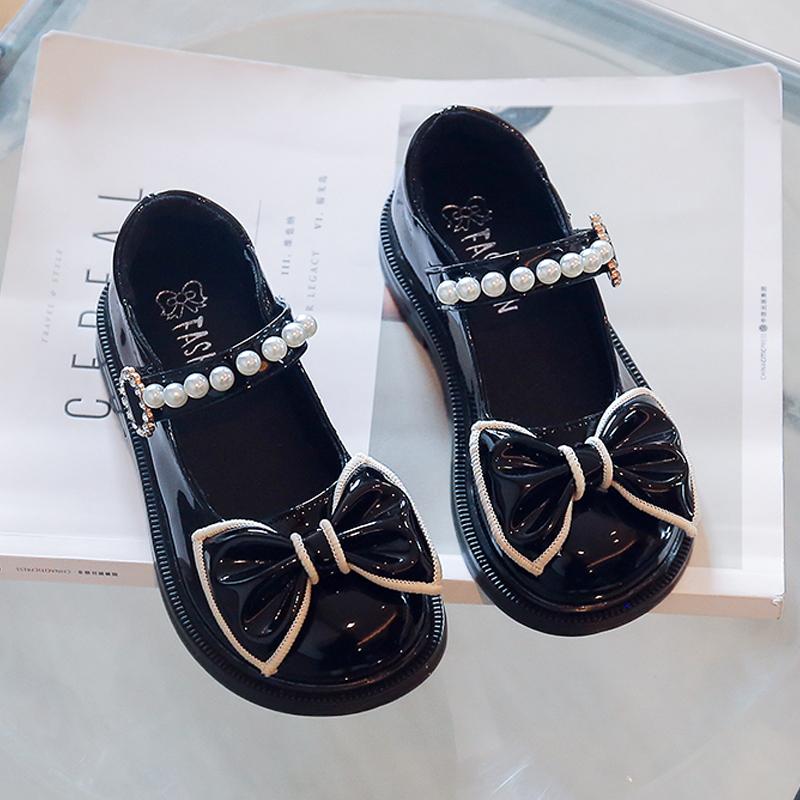 Girls Princess Leather Flats Spring Autumn Kids Single Shoes Student Stage Performance Shoes