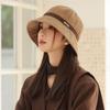 Autumn and winter fashion hat women's casual versatile corduroy bucket hat retro thermal basin hat big head circumference shows small face