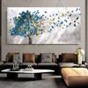 Soyut Mavi Ağaçlar ve Kelebek Tuval Boyama Posteri ve Baskılar İskandinav Resimleri için Oturma Odası Ev Duvar Sanatı Dekoratif