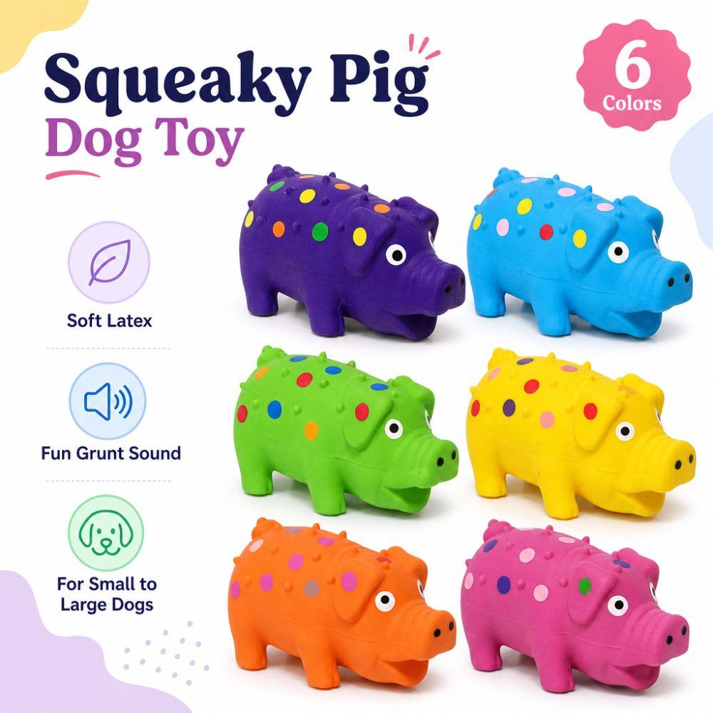 Interactive Latex Spot Grunting Pig Toy Soft Dog Chew Toy  For Small Medium Large Dog