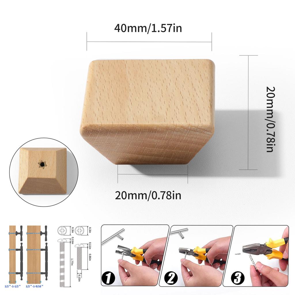 Rectangle Single-hole Cabinet Door Handles Walnut and Beech Wardrobes Cupboards Handle Drawers Knob Furniture Hardware