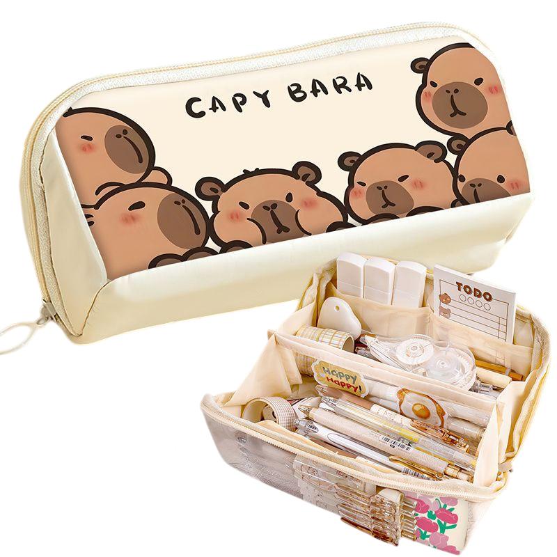 

Cute Kawaii Capybara Pencil Case Pouch Cartoon Pen Box Holder Organizer For Office Workspace Supplies Desk Accessories
