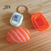 Commuter Stress Relief Toy Keychain Pendant, Simulated Salmon Sushi with Hanging Pendant Chain, 3D Printed Food Ornament for Backpack School Bag Gift