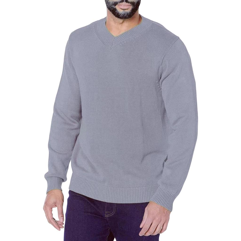 Men's  Big Size  Loose  V-Neck  Pullover  Long Sleeves  Knitting  Sweater