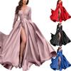 Deep V-Neck 45720 Sleeve Lace Splicing Waist Tight Mid-Rise Gown Dress Women Sequins
