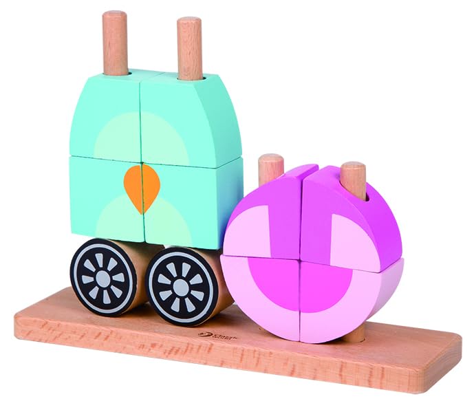 Classic Owl Block Set (CL3708), a Wooden Stacking Block Building Block Set with 3D Puzzles for Children Aged 1 Year and 18 Months.