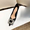 New Elegant Women High Heel Shoes Luxury Rhinestone Woman Causal Pointed-toe Uniform Shoes Ladies Fashion Bride's Wedding Shoes
