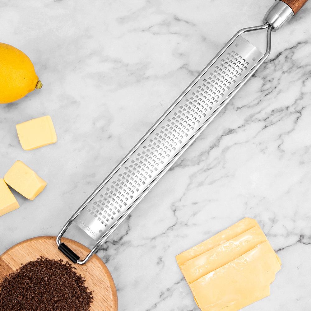 Leeseph Cheese Grater Wooden Handle, Stainless Steel Vegetable Grater Multi-purpose Kitchen Food Shredder for Chocolate Butter