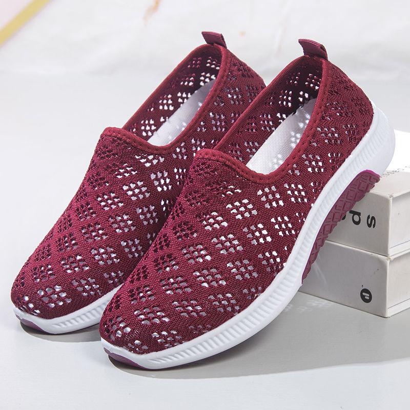 Summer Cloth Shoes Women's Mesh Shoes Breathable Mesh Casual Shoes Soft Soles Non-slip Women's Shoes One-footed Shoes