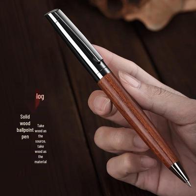 Metall-Gelstift mit natürlicher Holzmaserung, mit anpassbarer Geschenkbox und Logoaufdruck