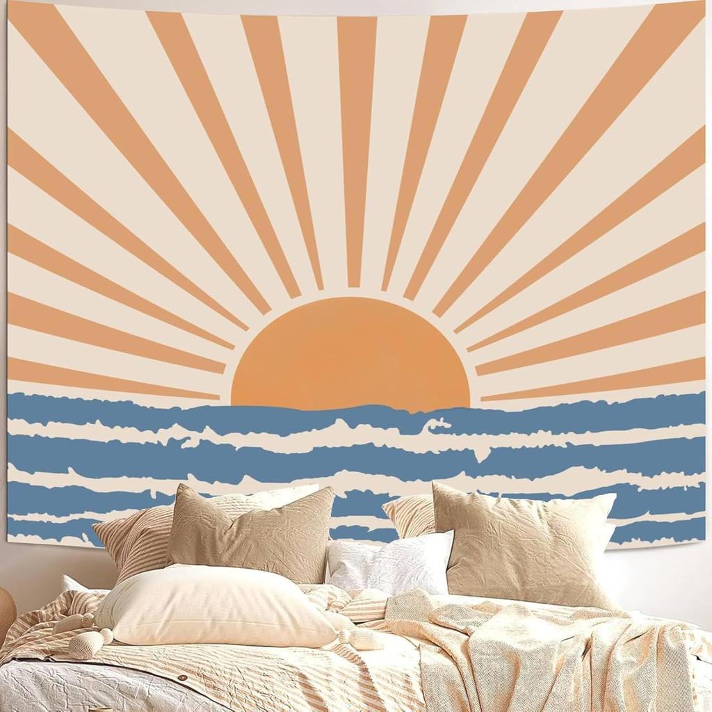 Forest Green Natural Pattern Tapestry Wall Decoration, Misty Forest Sunlight Mural Tapestry Bedroom Aesthetics